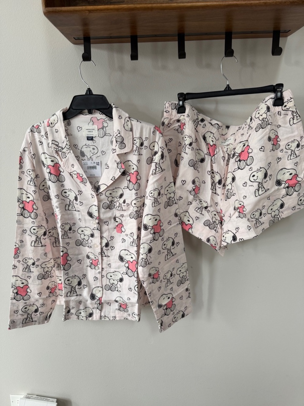 American Eagle Snoopy Heart Pajama Set